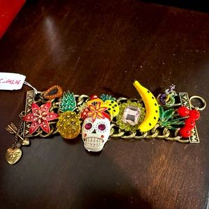 Betsey Johnson Rio Skull Tropical Statement Bracelet